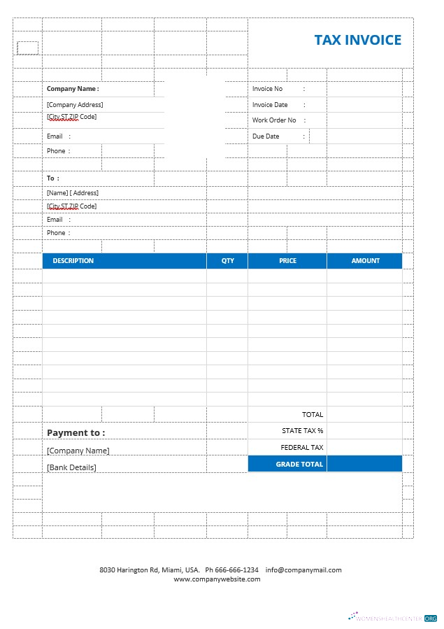 Download Basic Tax Invoice Template Photoshop template
